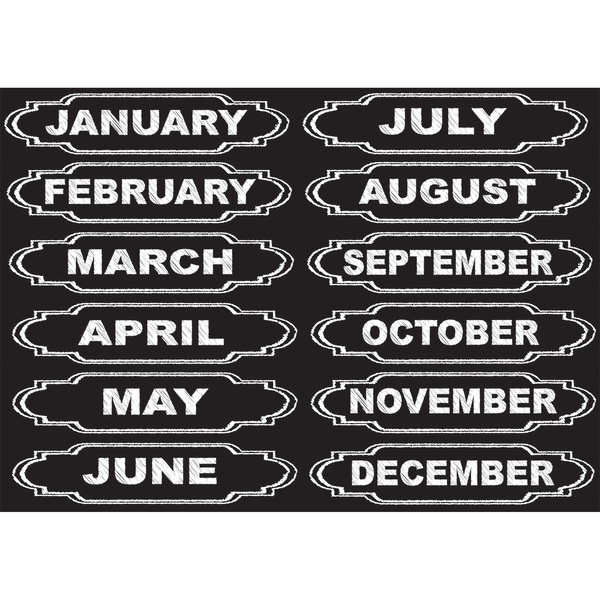 Ashley Productions Die-Cut Magnets, Chalkboard Calendar Months, PK72 19005